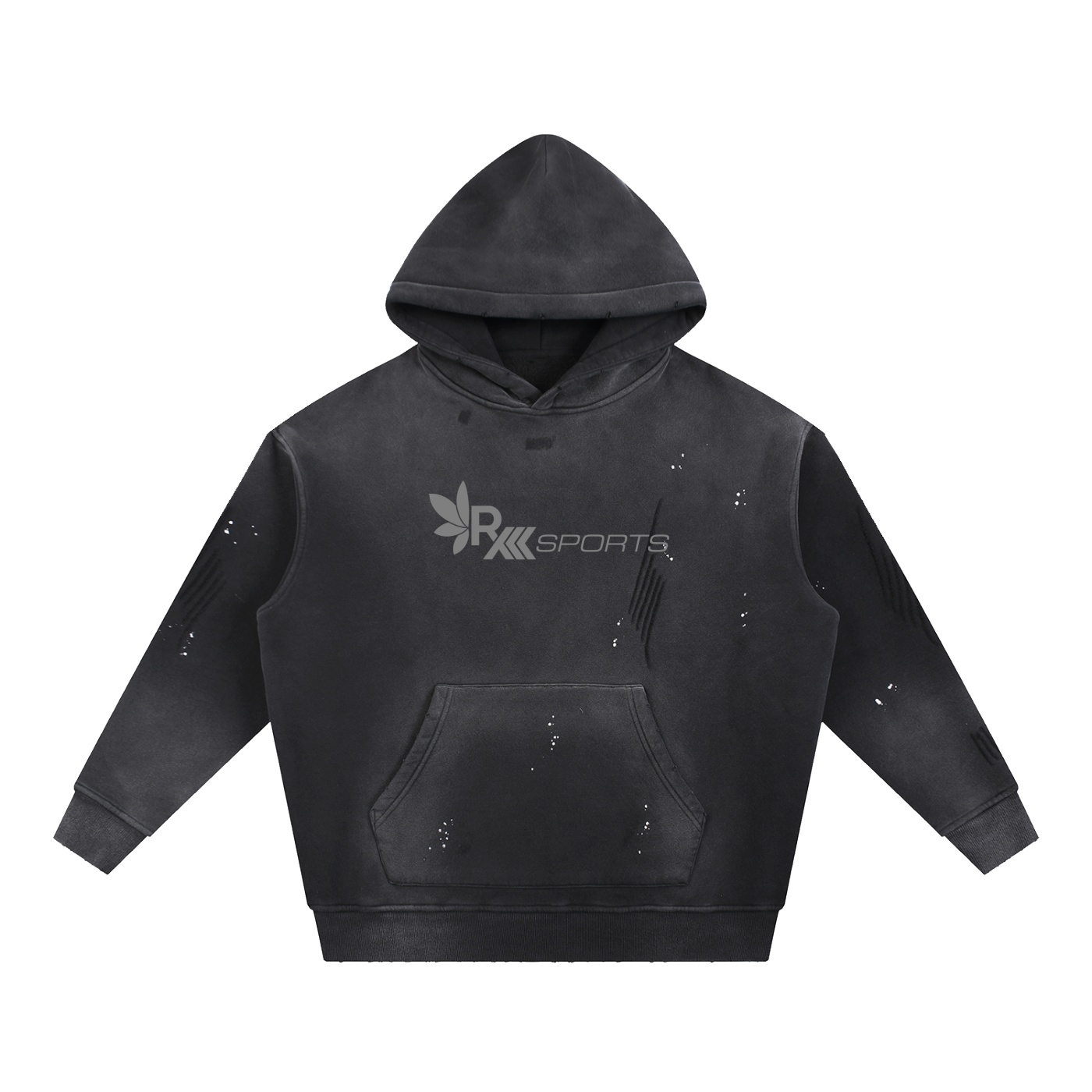 Vintage Washed Frayed Fleece Hoodie